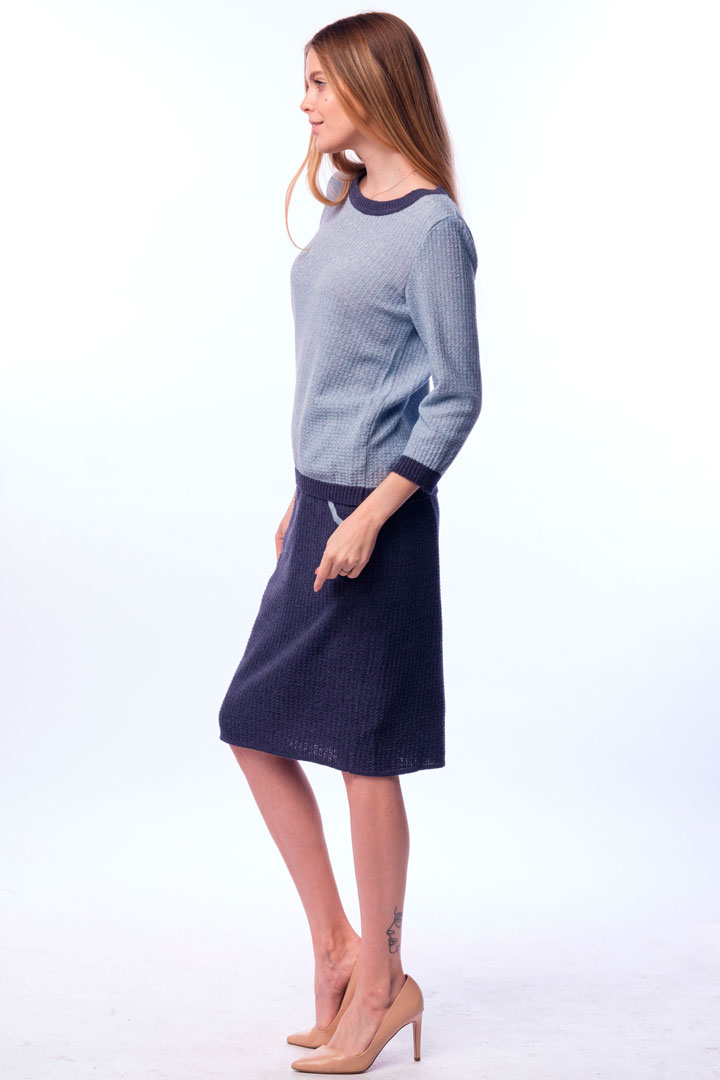 Фото товара 18873, синий вязаный костюм