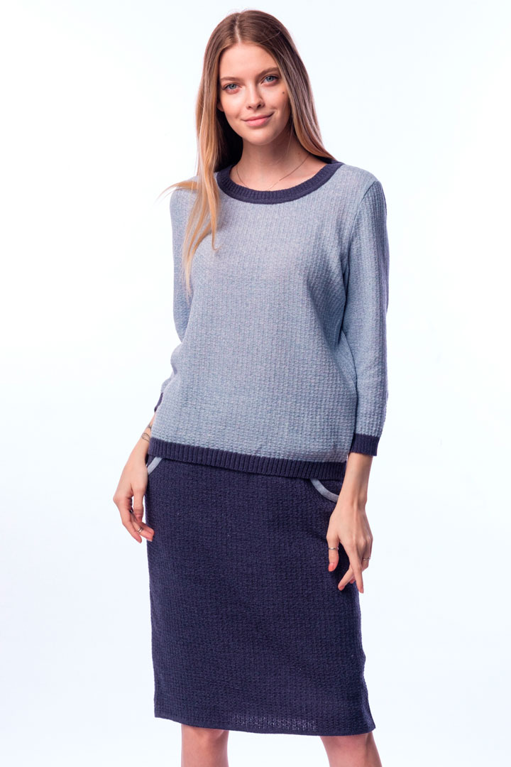 Фото товара 18874, синий вязаный костюм